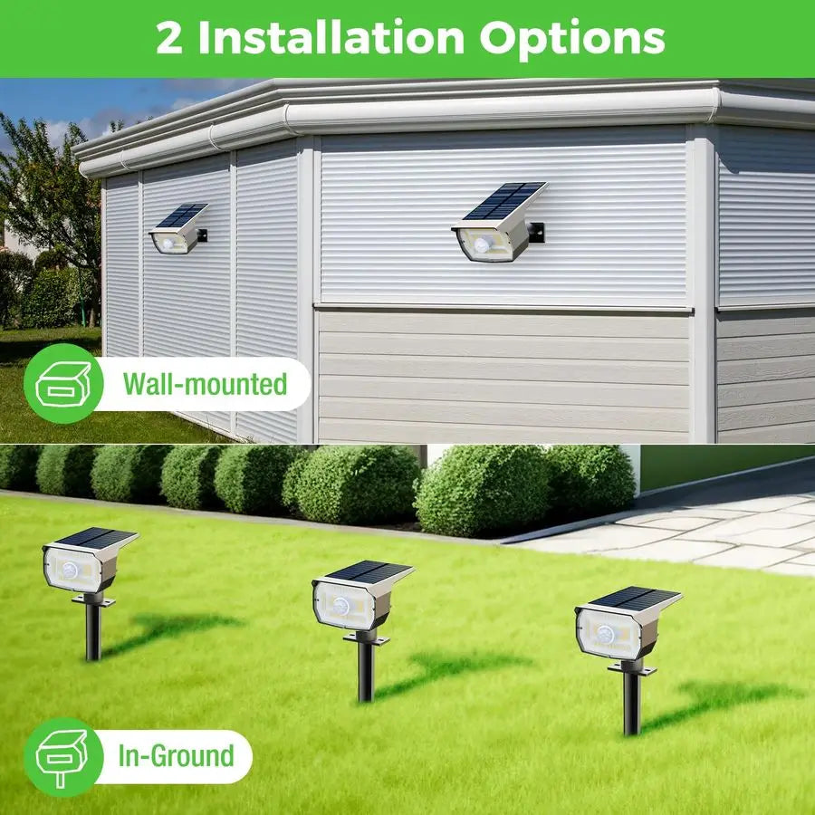 Solar Lights Outdoor Waterproof, Motion Sensor Spot Lights 4 Pack 56 LED 3 Modes Solar Powered Spotlights 2in1 Auto On Off Lands