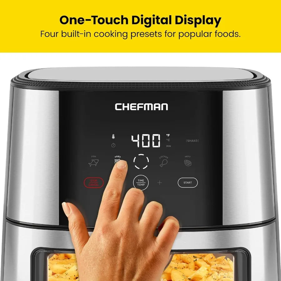Easy-View Air Fryer 8 Qt Family Size with Viewing Window for Convenient Monitoring One-Touch Digital Control with 4 Presets for