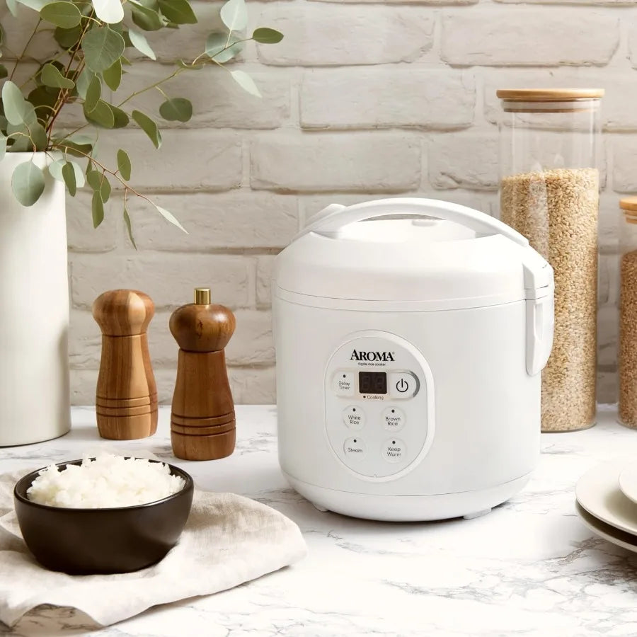 8-Cup Cooked / 4-Cup (Uncooked) Digital Rice Cooker and Food Steamer with Multiple Cooking Functions for Home Use Ideal for Hea