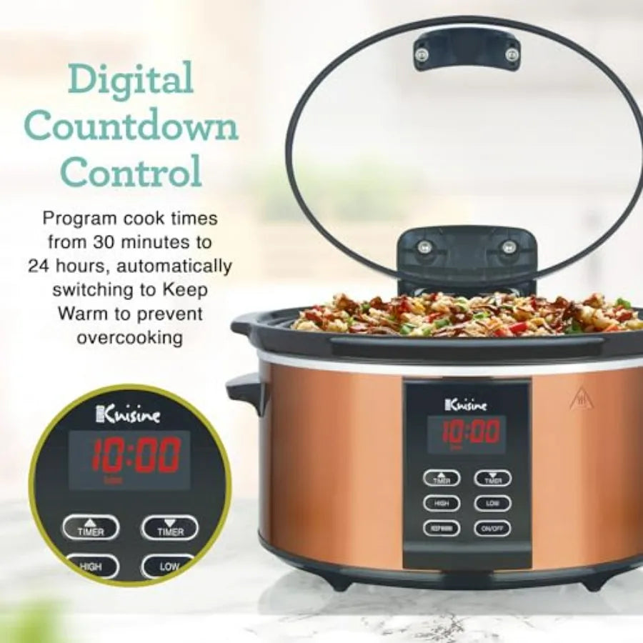 SCX6 Programmable Slow Cooker 6 Quart Digital Slow Cooker with Timer for Large Family Meals in Stainless Steel Black Ideal for