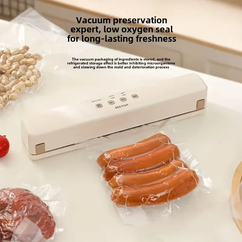 Smart Kitchen Vacuum Sealer with Bag Storage Cutter External VAC for Jars Containers Includes 5M Bag Rolls for Food Preservation