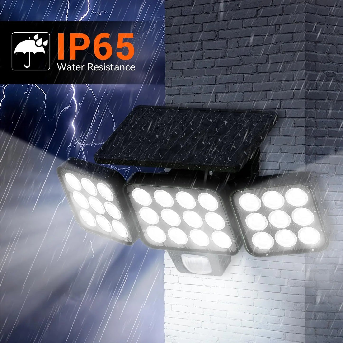 Solar Power Wall Lights Outdoor Motion Sensor Human Induction 3Modes Floodlights Waterproof Security Lights for Backyard Patio
