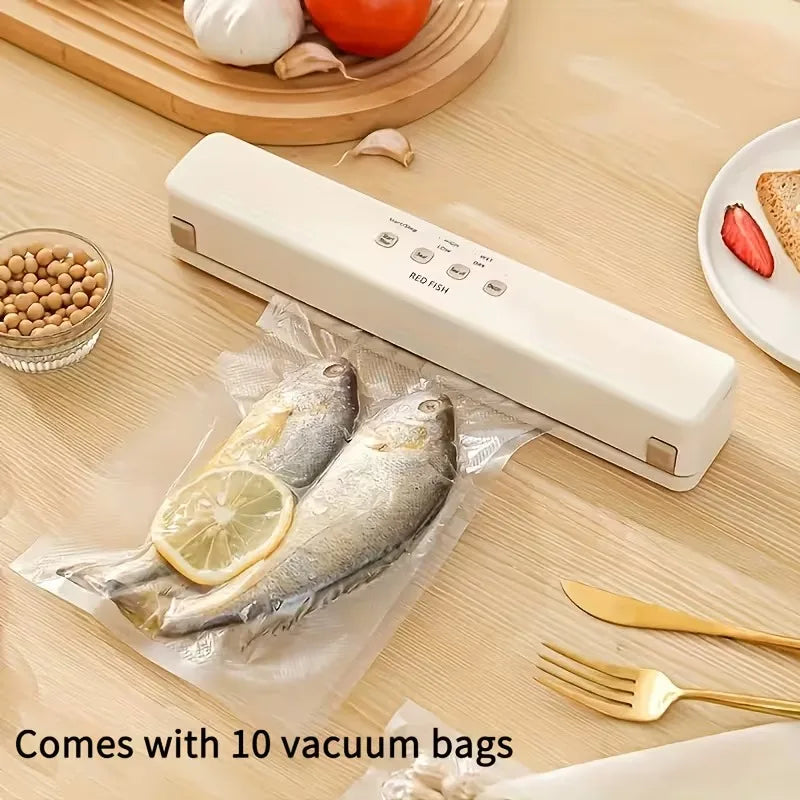 Smart Kitchen Vacuum Sealer with Bag Storage Cutter External VAC for Jars Containers Includes 5M Bag Rolls for Food Preservation