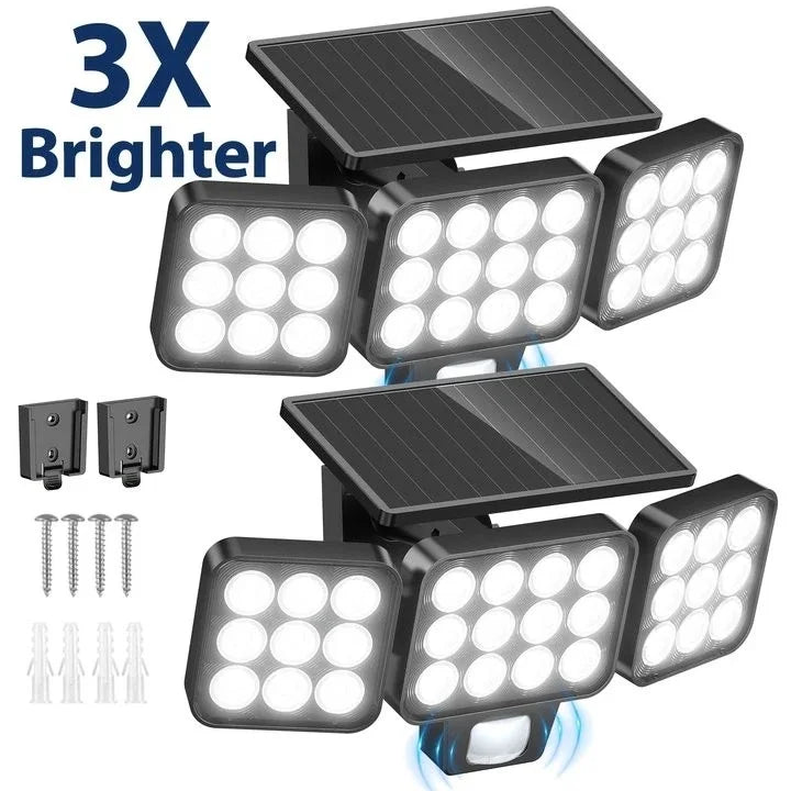 Solar Power Wall Lights Outdoor Motion Sensor Human Induction 3Modes Floodlights Waterproof Security Lights for Backyard Patio