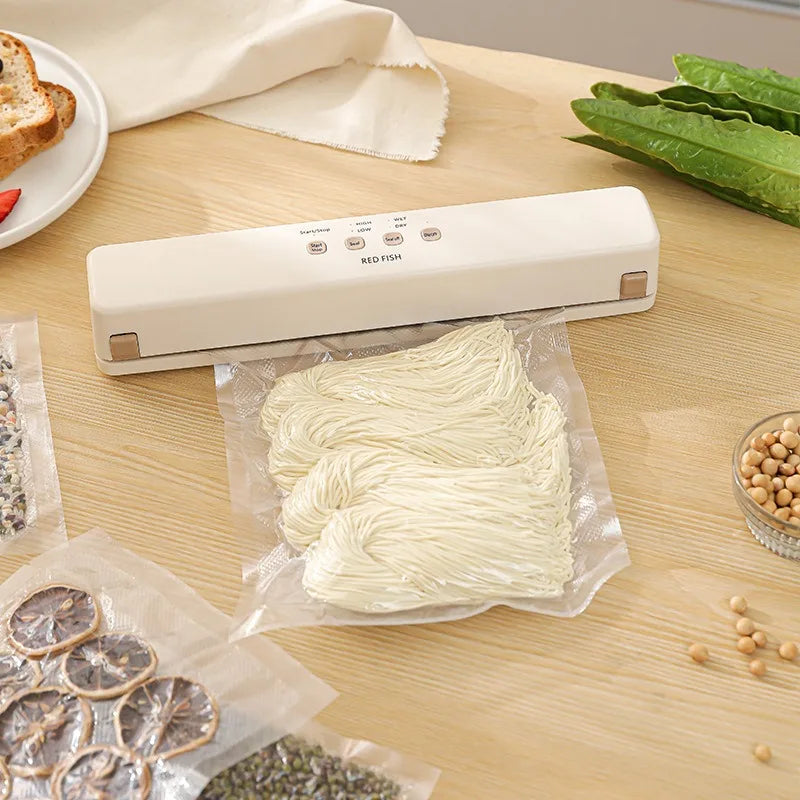 Smart Kitchen Vacuum Sealer with Bag Storage Cutter External VAC for Jars Containers Includes 5M Bag Rolls for Food Preservation
