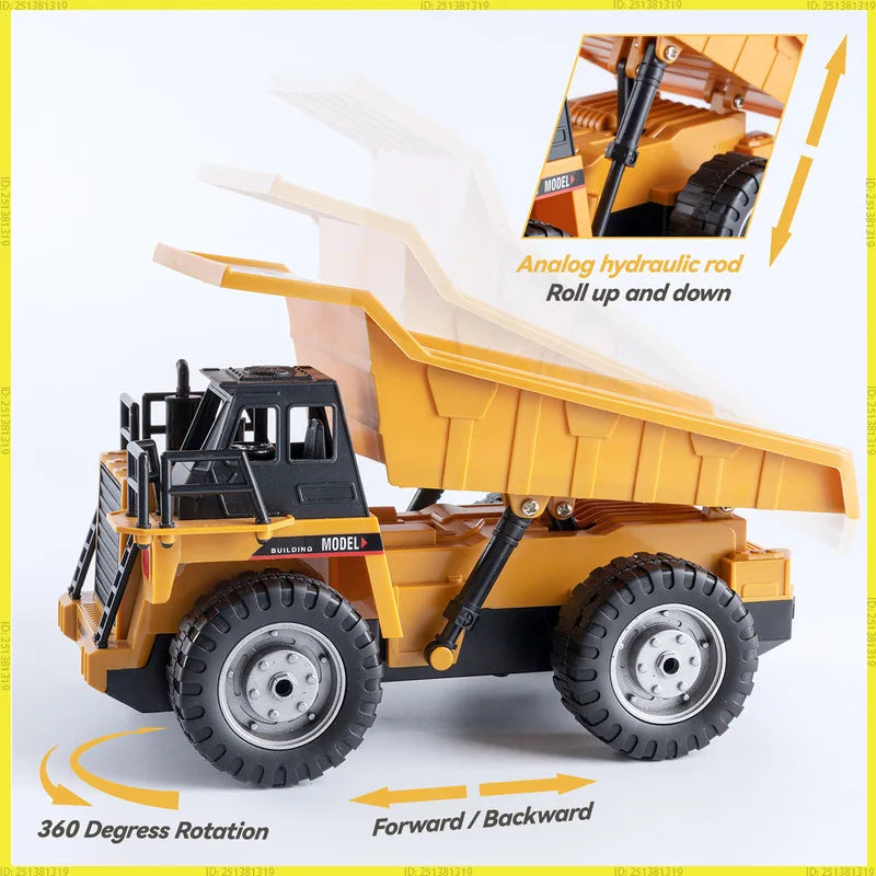 2026 New 4WD Remote Control RC Alloy Dump Truck Car Engineering Vehicle Radio Control Remote Control Car Toys Children's Gifts
