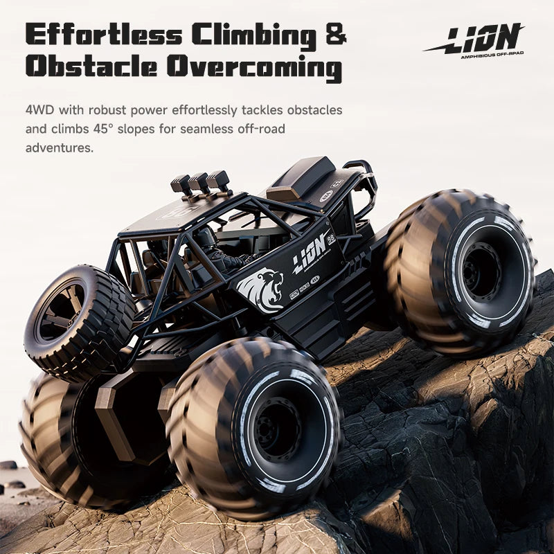 4DRC New Y10 Remote Control Car 2.4G Rc Boat Waterproof Amphibious Stunt Car 4WD All Terrain Truck Toys for Kids Birthday Gifts