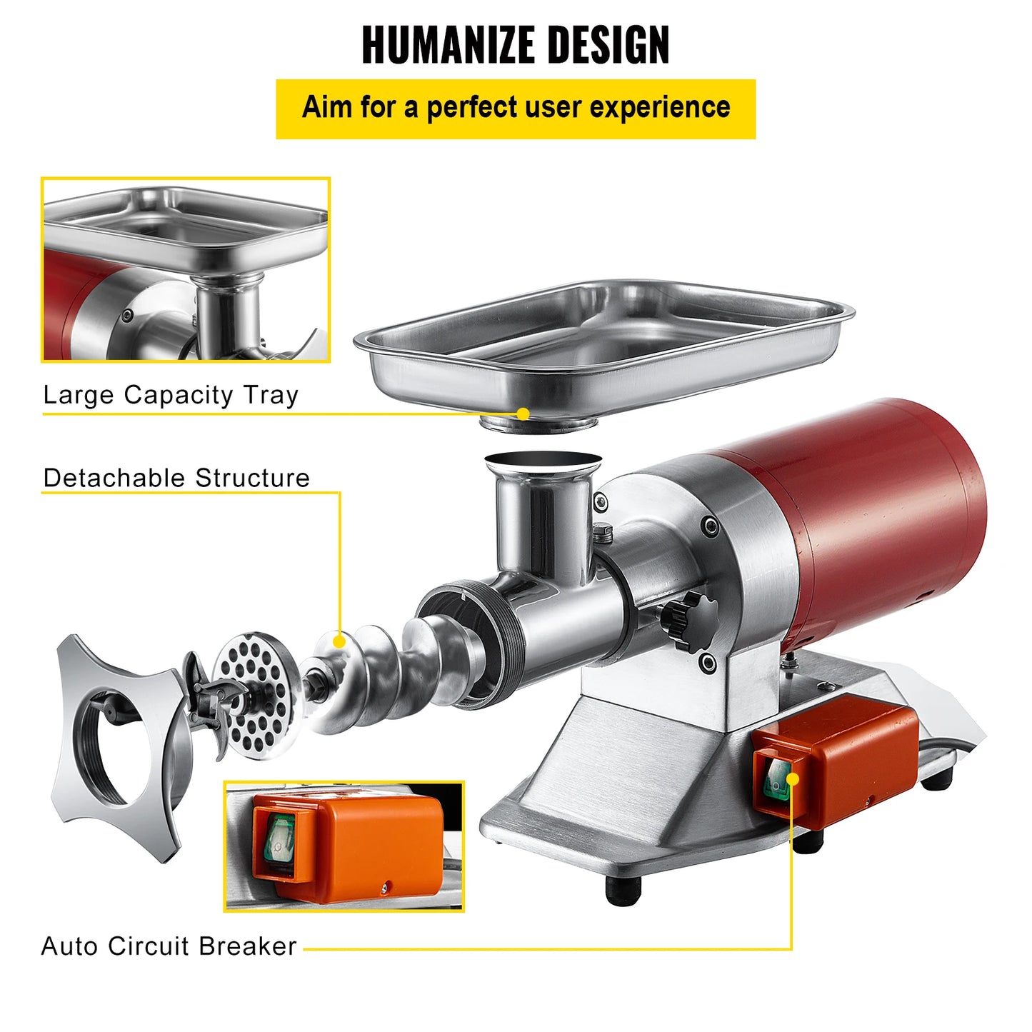 SucceBuy Electric Meat Grinder 250Kg/H 300Kg/H W/ Drawers Max Powerful Chopper Shredder Commercial Home Appliance Food Processor
