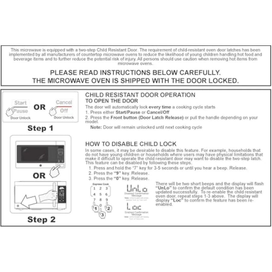 Compact Countertop Microwave Oven 1.1 Cubic Ft. 950w Capacity 6 Auto Cook Settings Child-Lock Technology Dorm Room Apartment St