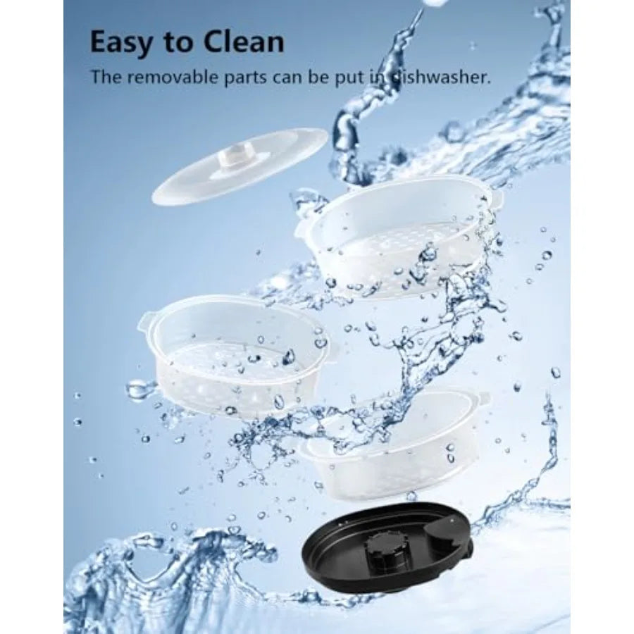 Electric Food Steamer 13.7QT 3-Tier BPA-Free Vegetable Steamer with 800W Fast Cooking 60-Minute Timer for Veggies Seafood Rice