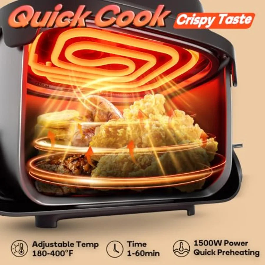 4.4QT Glass Air Fryer Non-Toxic with 4 Presets Manual Control 180-400 Precise Heat Smart Air Fryer Oven with Auto-Pause Resume