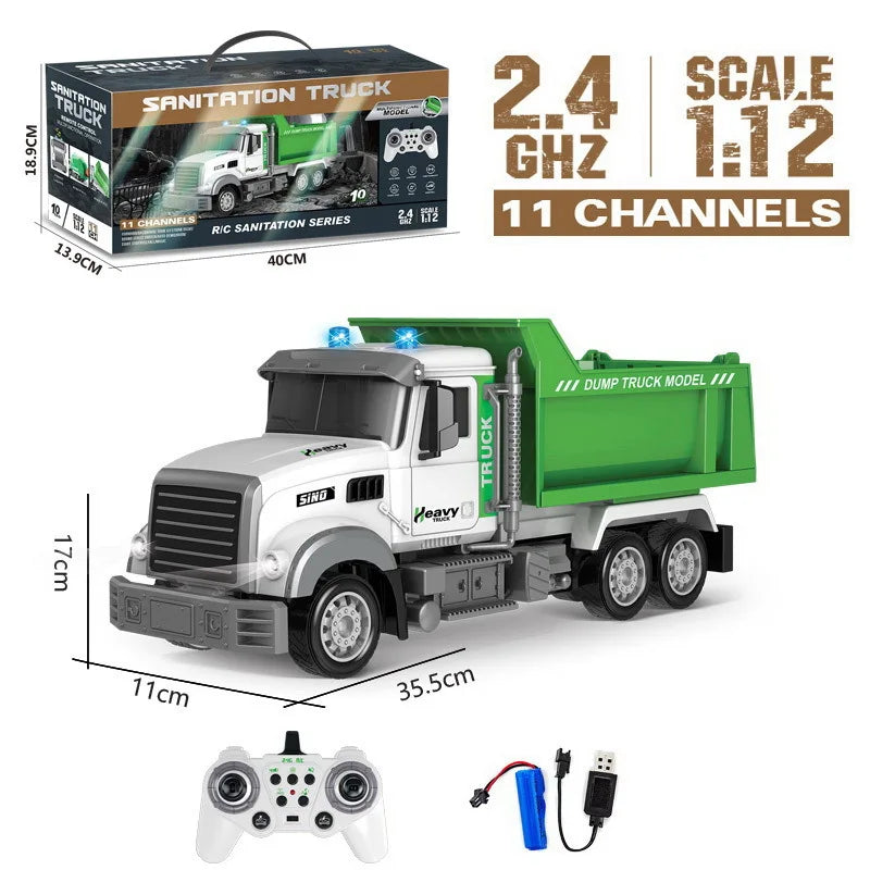 1/12 1/18 RC Truck Remote Controlled Car Dumper Crawler Tractor 6CH Engineering Vehicle Excavator Model Toys For Boys Gift