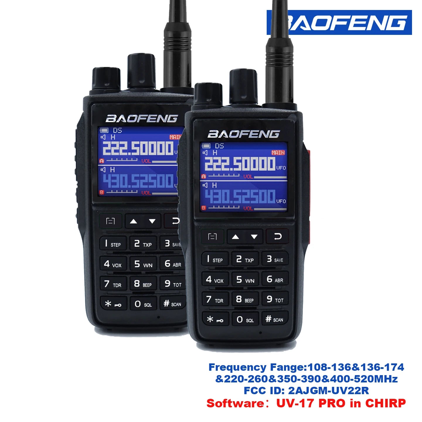 Baofeng 1/2PCS UV-22 intercom long-distance USB Type-C large capacity NOAA 999CH FM two-way radio