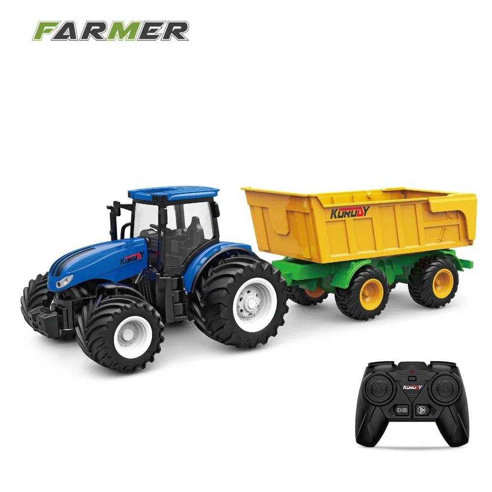 High horsepower electric 6CH remote control tractor toy 2.4G RC car farmer tool engineering car children's toy