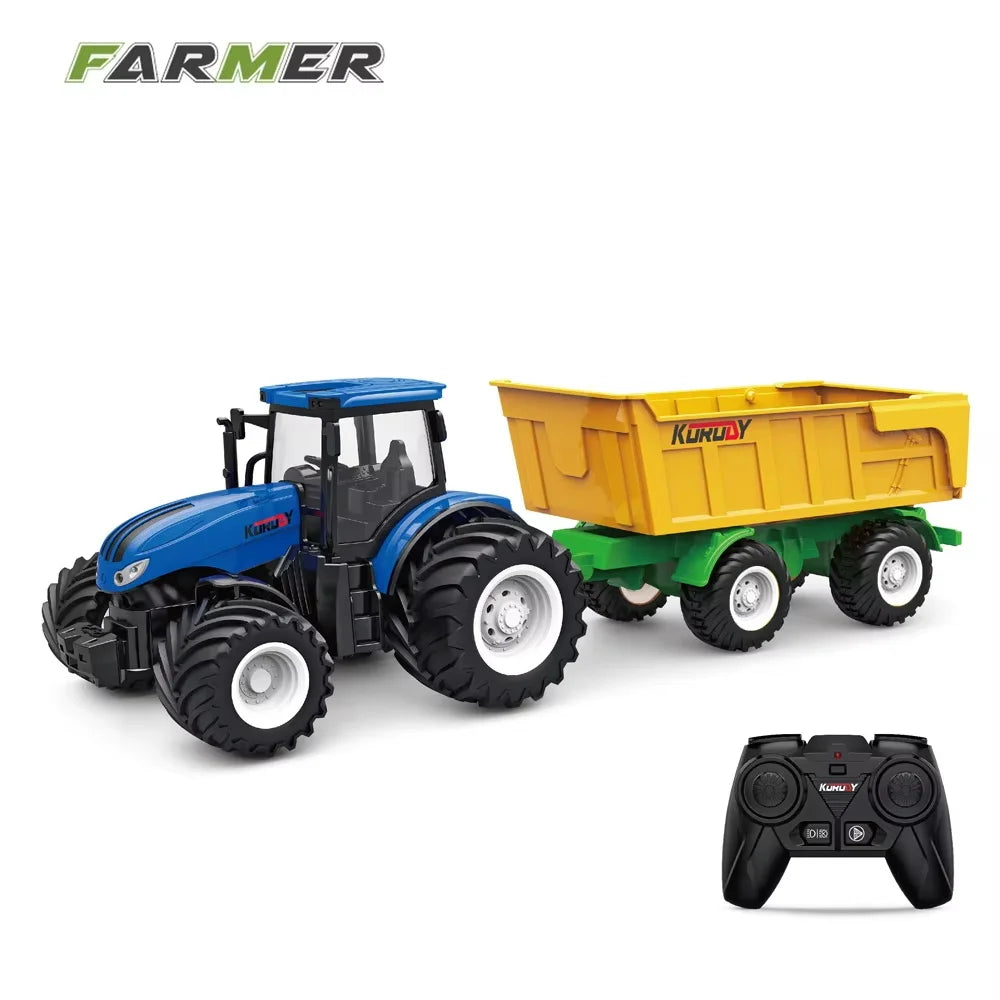 High horsepower electric 6CH remote control tractor toy 2.4G RC car farmer tool engineering car children's toy