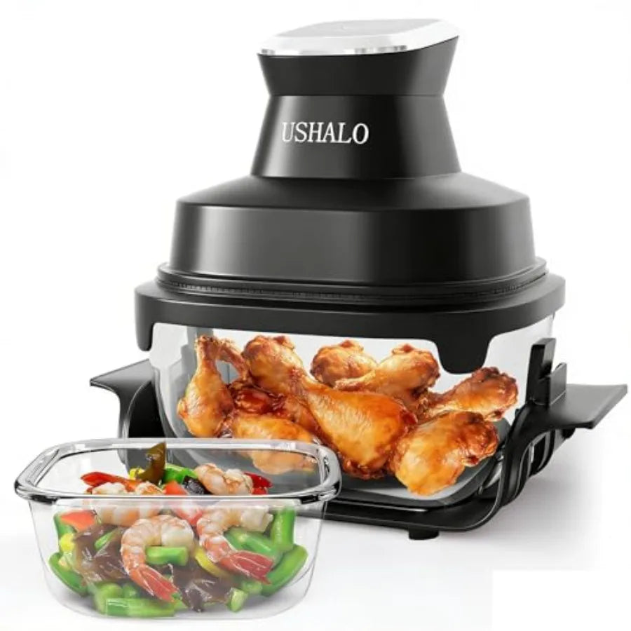 4.4QT Glass Air Fryer Non-Toxic with 4 Presets Manual Control 180-400 Precise Heat Smart Air Fryer Oven with Auto-Pause Resume