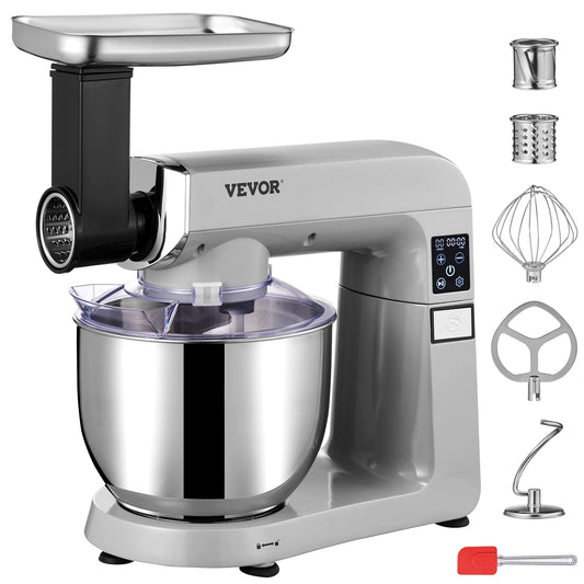 SucceBuy 6inch 1 Stand Mixer 450W Tilt-Head Multifunctional Electric Mixer with 6 Speeds LCD Screen Timing 7.4Qt Stainless Bowl