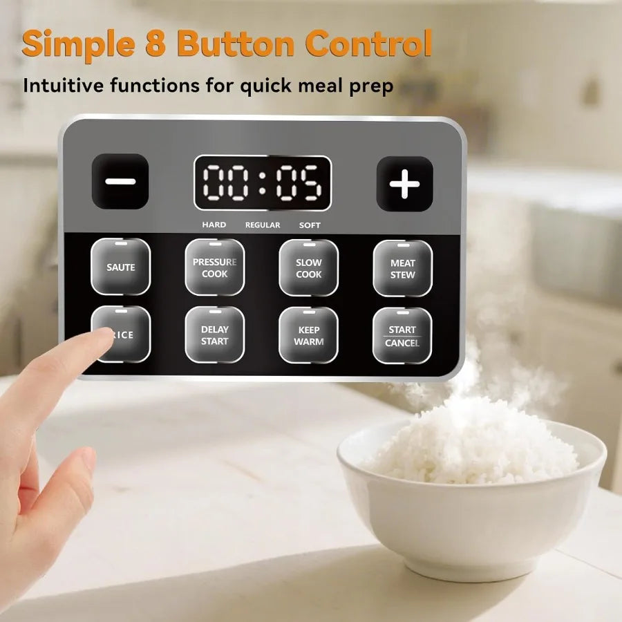 Electric Pressure Cooker Lite with Slow Cooker Rice Saute and Warmer Functions Nonstick 3-Quart Pot for Efficient Meal Preparat