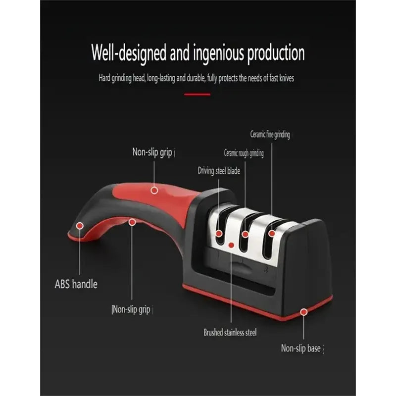 3/4 Segment Knife Sharpener Kitchen Multifunctional Handheld Fast Sharpening Stone Three-stage Cutting Knife Kitchen Supplies