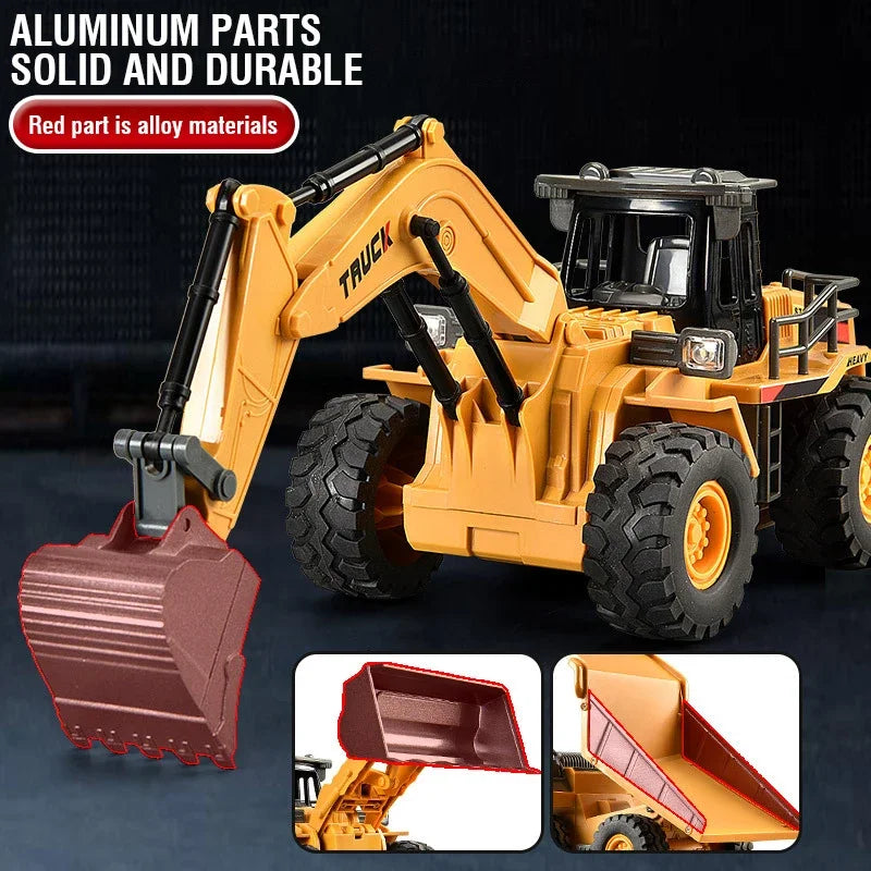 RC Excavator Bulldozer Dumper Car 2.4G 9CH Remote Control Engineering Vehicle Crawler Truck Toys for Boys Kids Christmas Gifts