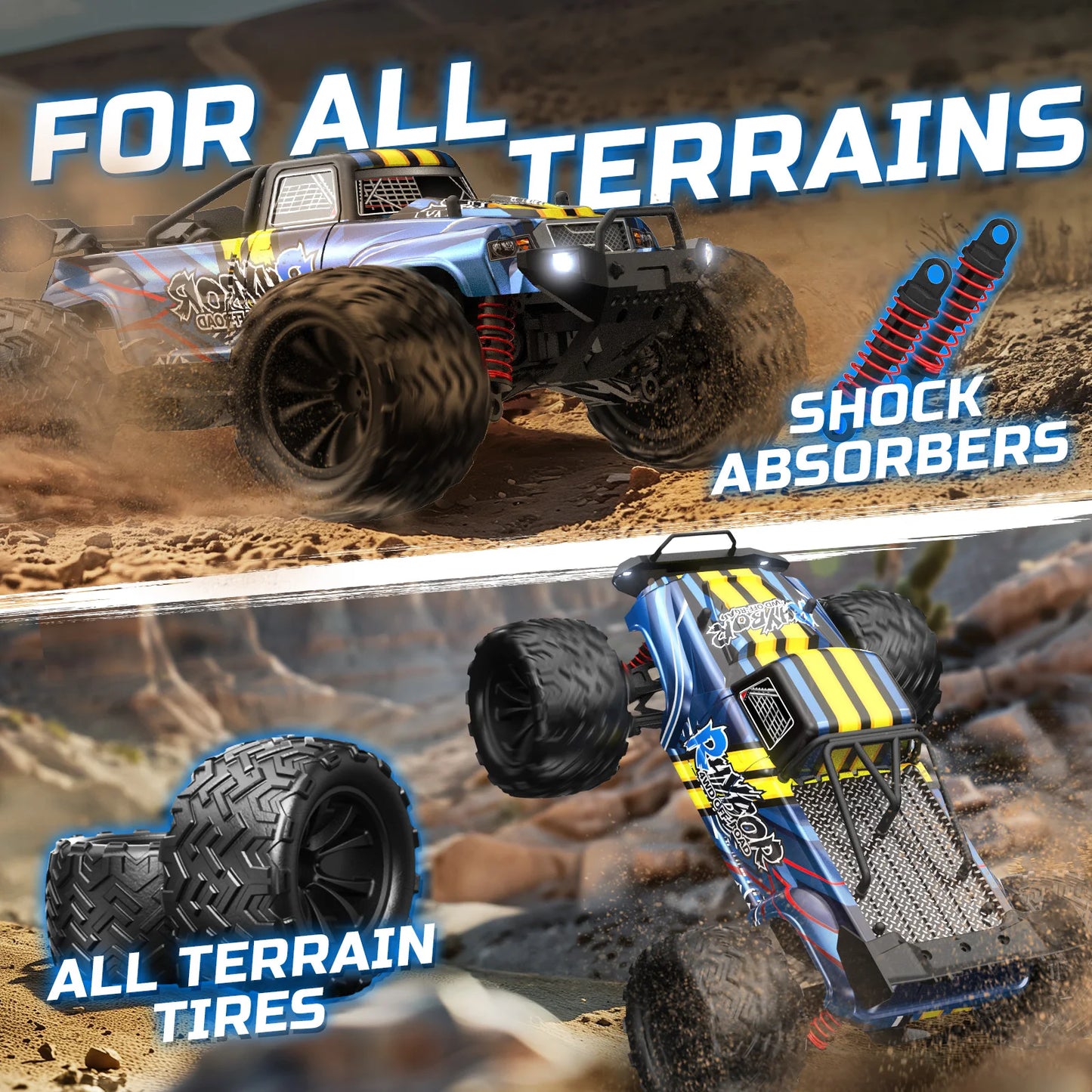 RC Cars for Adults Fast 40+KM 1:16 Waterproof Off-Road RC Truck 4WD All Terrain High-Speed Remote Control Car Toy Gifts for Kids