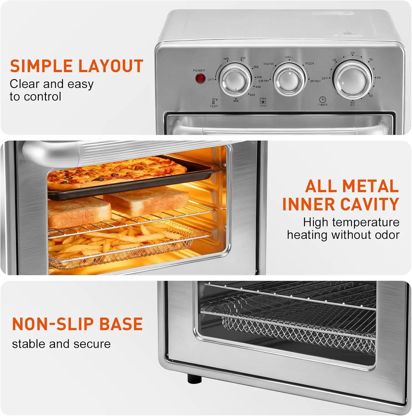 Air Fryer Toaster Oven Combo, 16.9QT Oven Countertop 5 Functions in 1