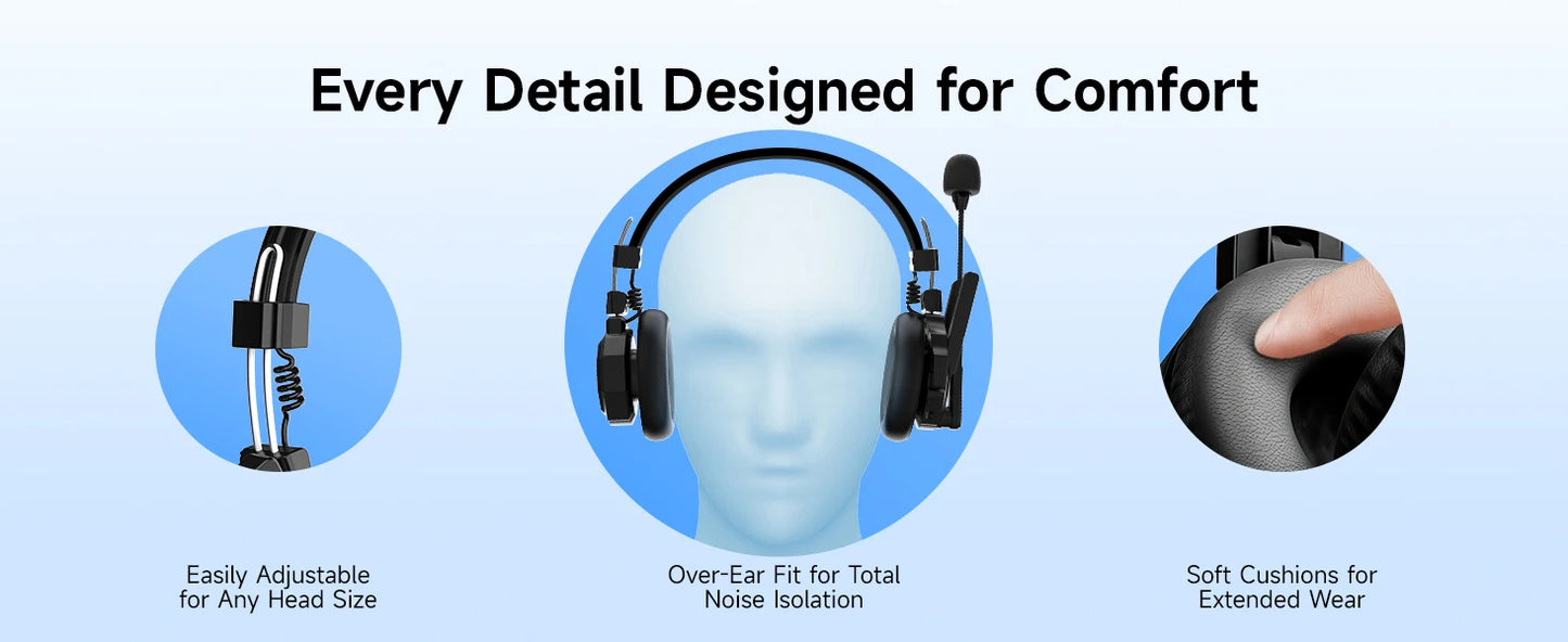 SYNCO XTALK XMAX2 Wireless Intercom Headset System 2 Person Dual Ear Communication Headsets 500m/1640ft with Noise Reduction