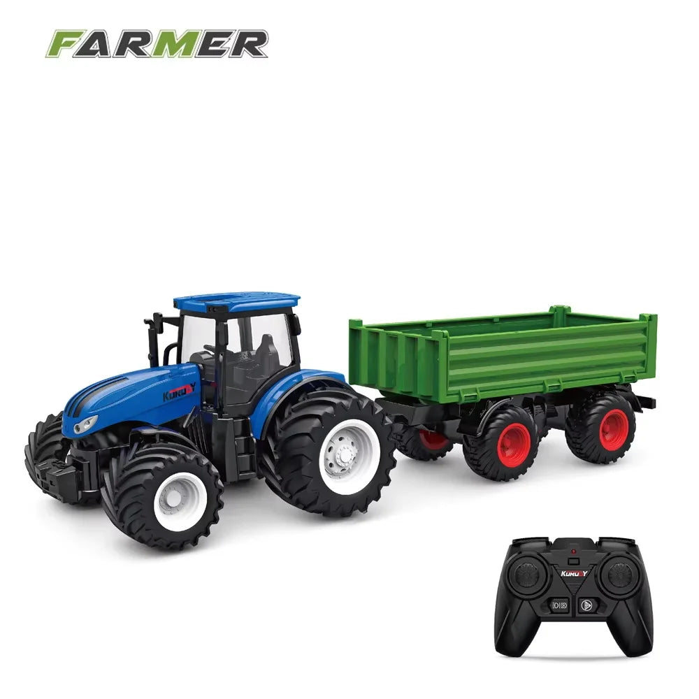 High horsepower electric 6CH remote control tractor toy 2.4G RC car farmer tool engineering car children's toy