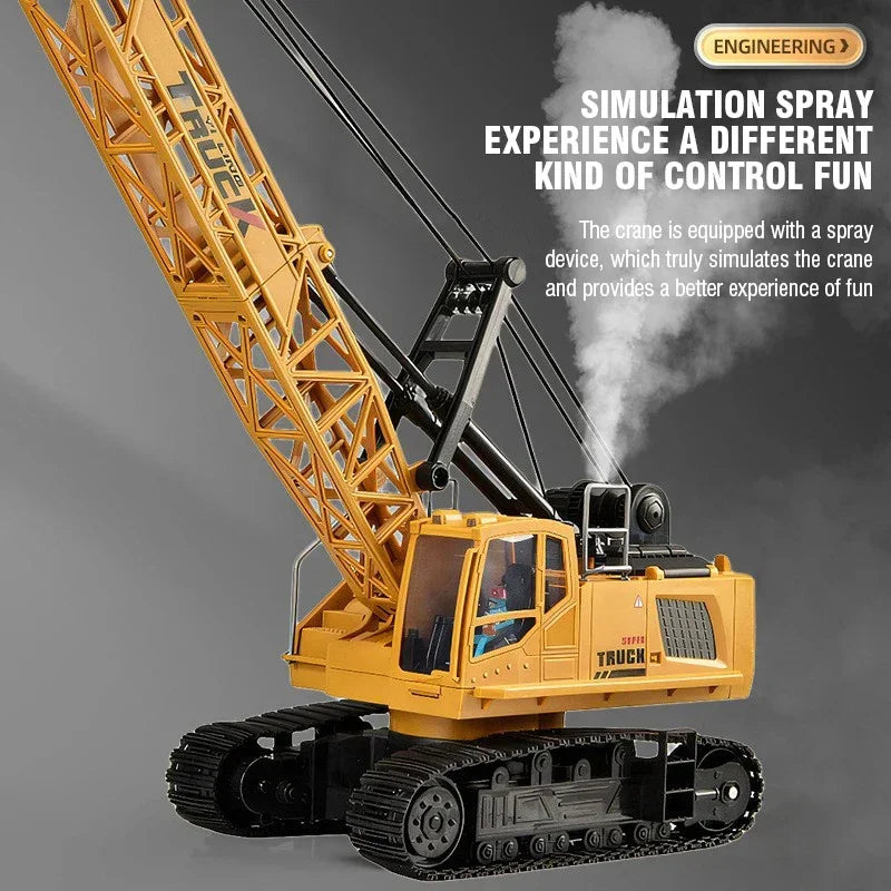 RC Crane Tractor 2.4G 15/13/11/9CH Children Electric Alloy Arm Remote Control Truck Engineering Vehicle Electric Spray Hook Toy
