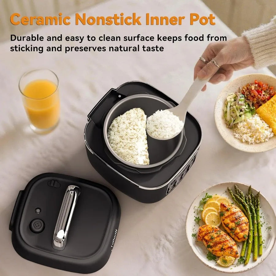 Electric Pressure Cooker Lite with Slow Cooker Rice Saute and Warmer Functions Nonstick 3-Quart Pot for Efficient Meal Preparat