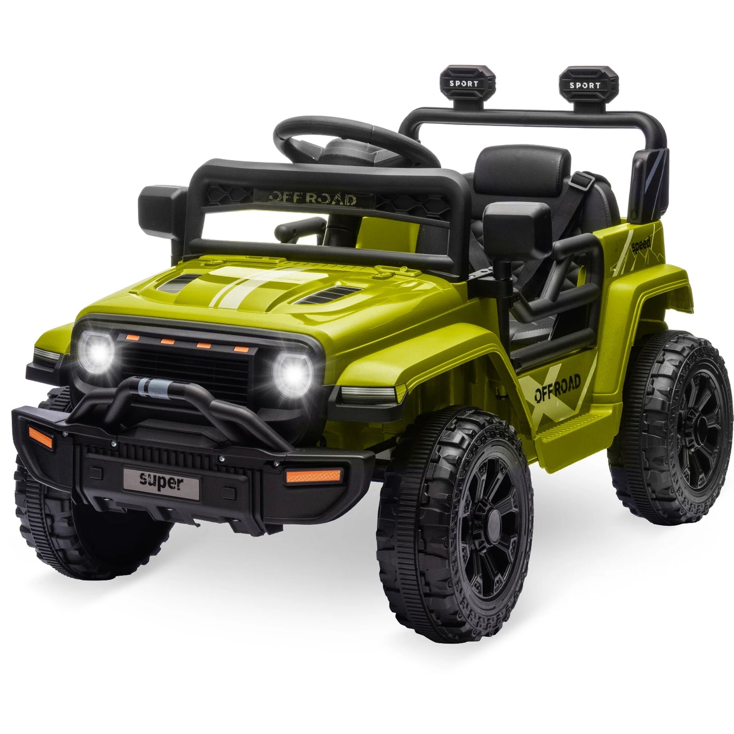 12v Ride on Car for Kids with Parent Remote Control Electric Power Wheel Car 2 Speeds,Spring Suspension,Music,LED Lights Age 3+