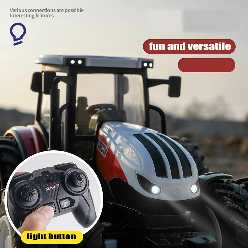 1/24 Remote Control Car RC Tractor Trailer with LED Headlight Farm Toys 2.4GHZ Truck Farming Simulator for Children Boy Toy Gift