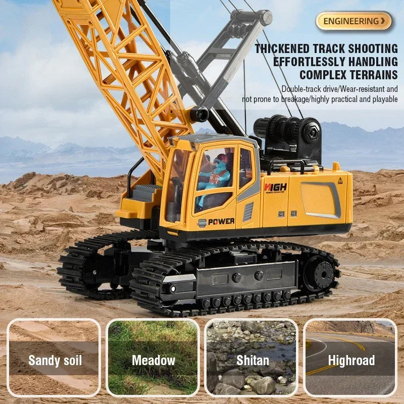 RC Crane Tractor 2.4G 15/13/11/9CH Children Electric Alloy Arm Remote Control Truck Engineering Vehicle Electric Spray Hook Toy