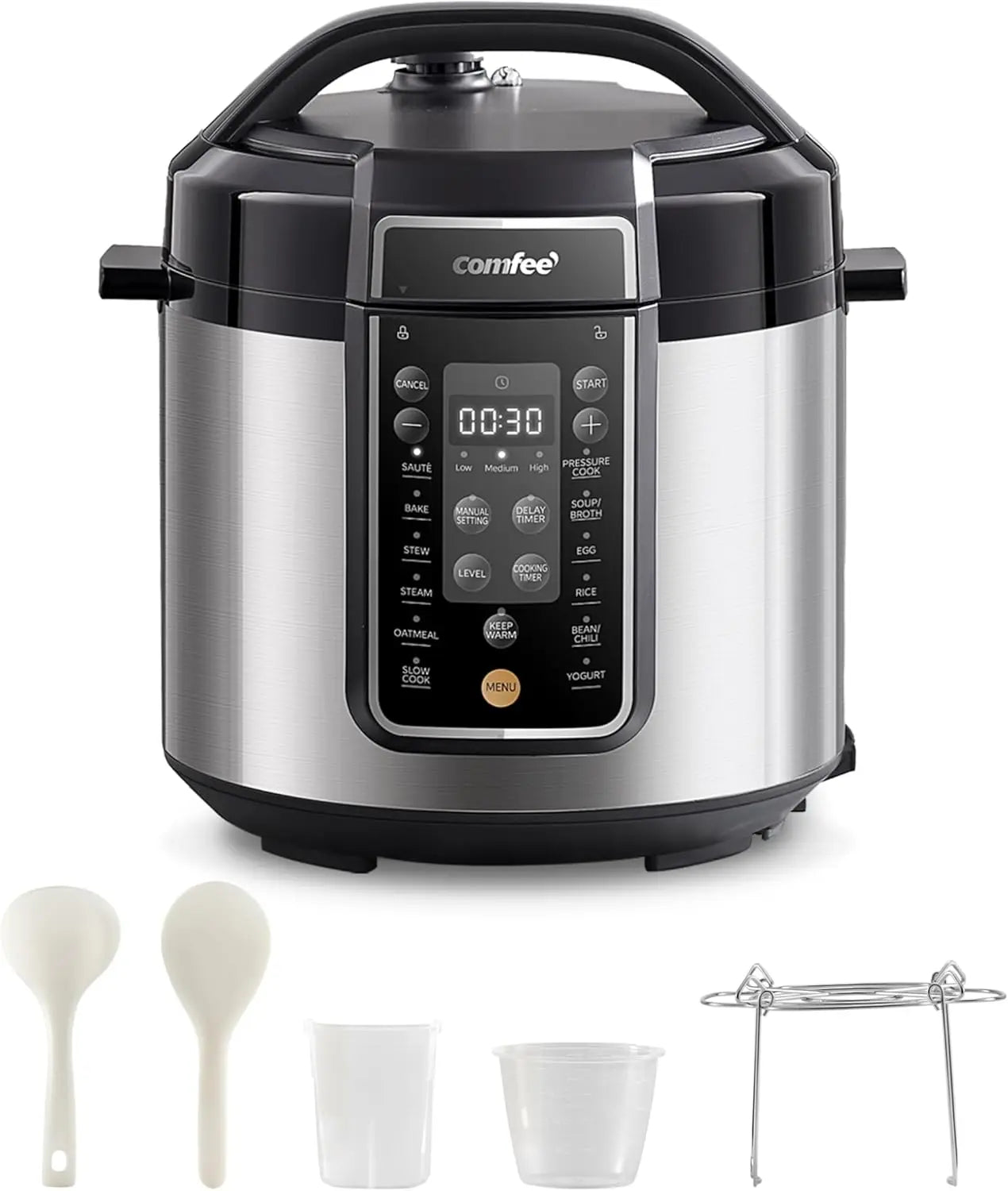 Pressure Cooker 6 Quart with 13 Cooking Functions, Olla de Presion Non-Stick Pot Yogurt Maker Rice Cooker Slow Cooker Sauté Stea