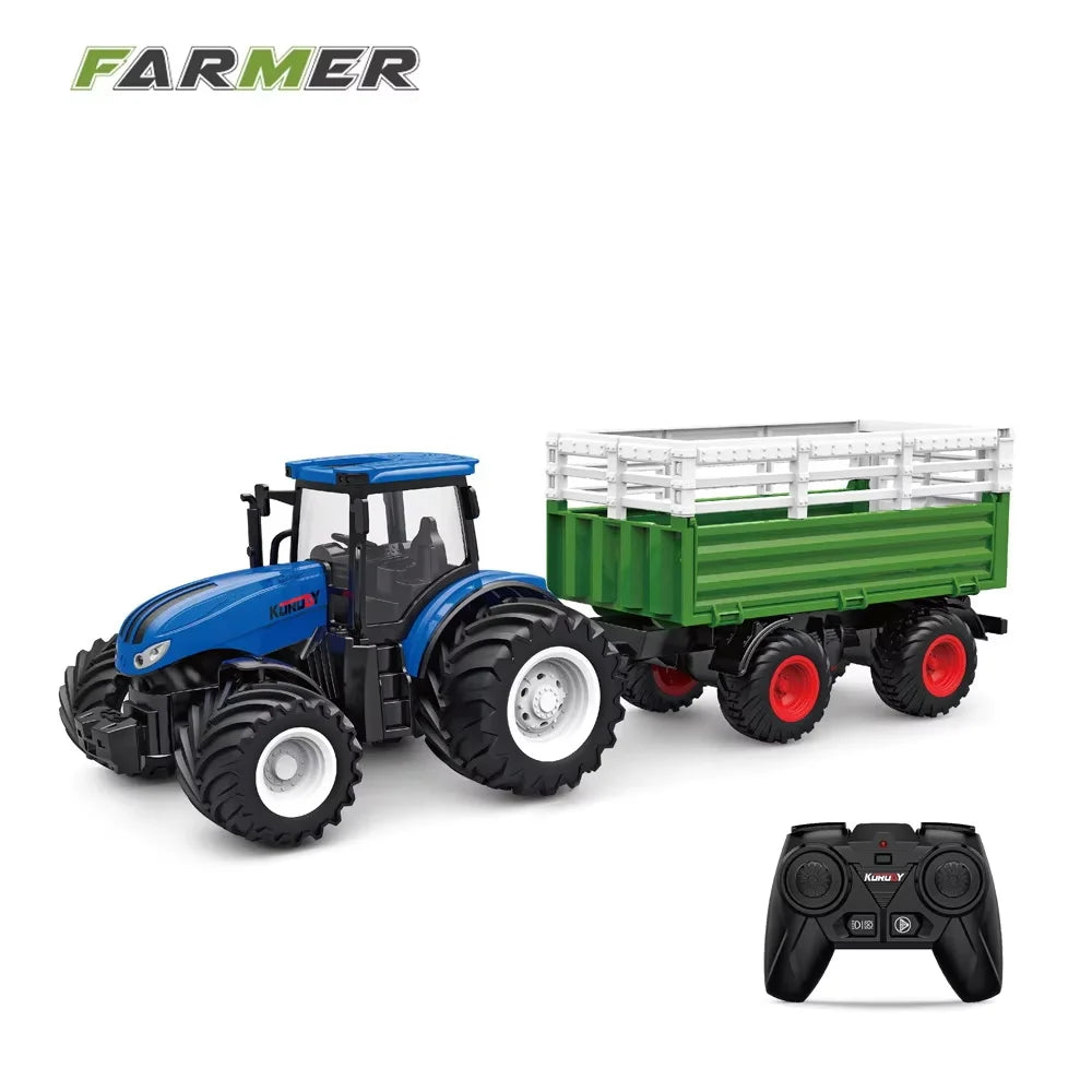 High horsepower electric 6CH remote control tractor toy 2.4G RC car farmer tool engineering car children's toy