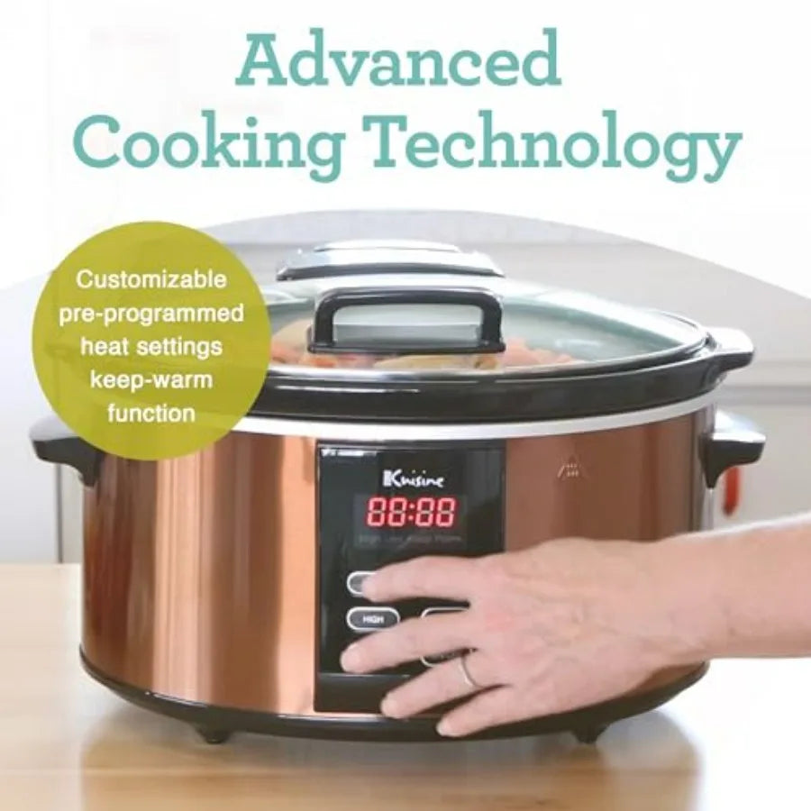 SCX6 Programmable Slow Cooker 6 Quart Digital Slow Cooker with Timer for Large Family Meals in Stainless Steel Black Ideal for