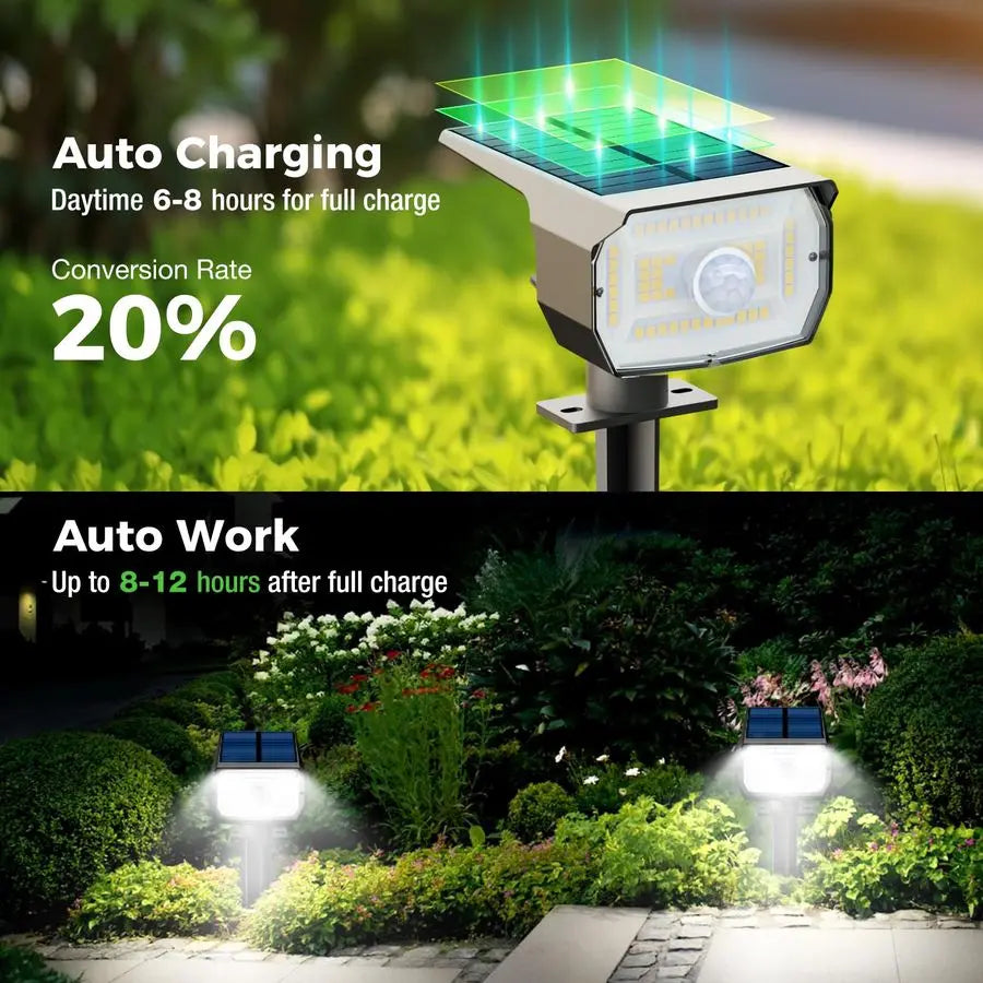 Solar Lights Outdoor Waterproof, Motion Sensor Spot Lights 4 Pack 56 LED 3 Modes Solar Powered Spotlights 2in1 Auto On Off Lands
