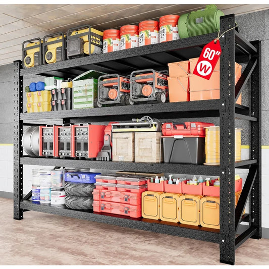 5000LBS Heavy Duty Garage Shelving Units,60" Wide & Deep Storage Shelves,Metal Garage Shelves,Large Storage Rack,Customized