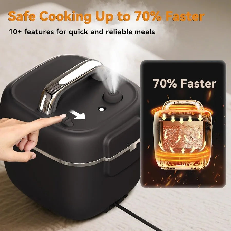 Electric Pressure Cooker Lite with Slow Cooker Rice Saute and Warmer Functions Nonstick 3-Quart Pot for Efficient Meal Preparat