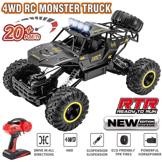 1:12/16 RC Car Remote Control Car Off Road Truck Metal Shell LED Headlights Offroad Monster 4WD All Terrain RC Truck Toy for Kid