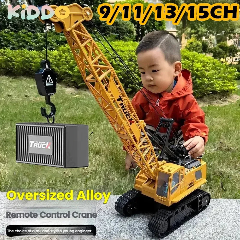 RC Crane Tractor 2.4G 15/13/11/9CH Children Electric Alloy Arm Remote Control Truck Engineering Vehicle Electric Spray Hook Toy