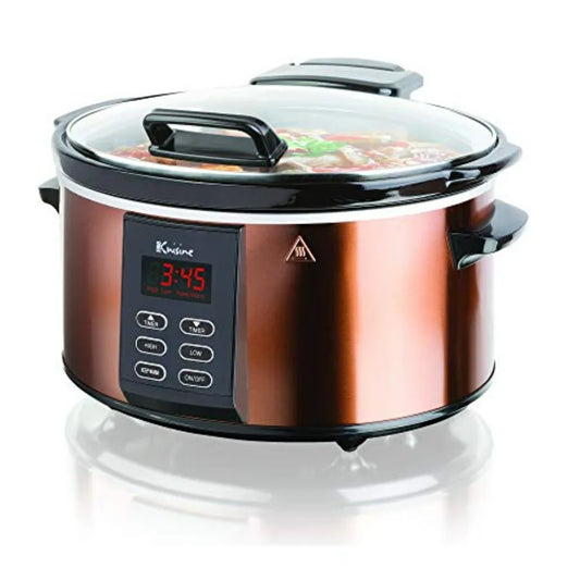 SCX6 Programmable Slow Cooker 6 Quart Digital Slow Cooker with Timer for Large Family Meals in Stainless Steel Black Ideal for