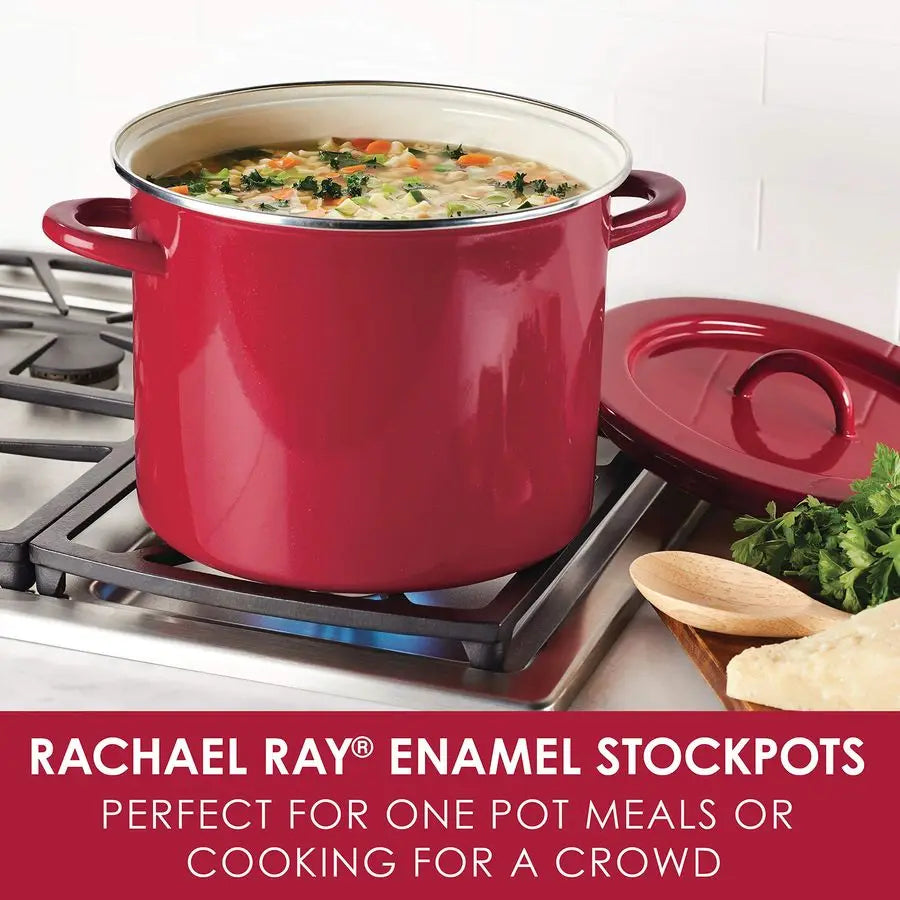 Create Delicious Stock Pot Stockpot with Lid 12 Quart, Red