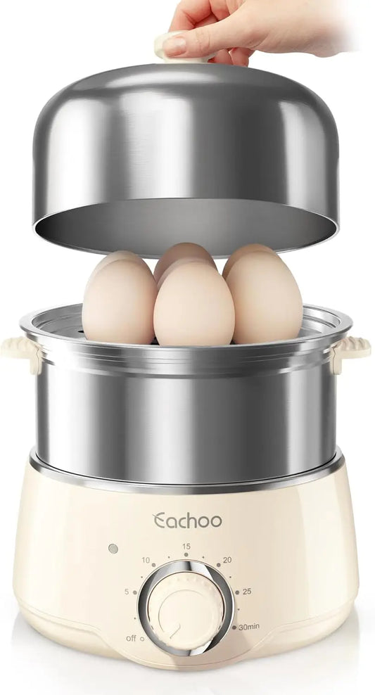 14-Egg Rapid Stainless Steel Egg Boiler with Timer & Auto Shut Off, Compact Electric Steamer for Cooking, Dishwasher Safe