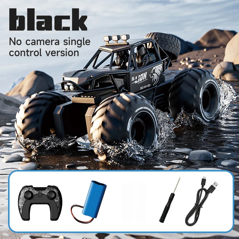 4DRC New Y10 Remote Control Car 2.4G Rc Boat Waterproof Amphibious Stunt Car 4WD All Terrain Truck Toys for Kids Birthday Gifts