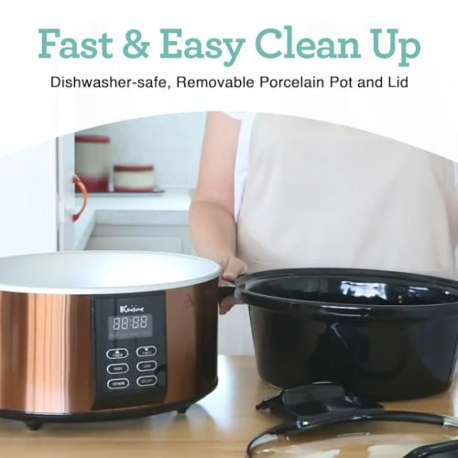 SCX6 Programmable Slow Cooker 6 Quart Digital Slow Cooker with Timer for Large Family Meals in Stainless Steel Black Ideal for