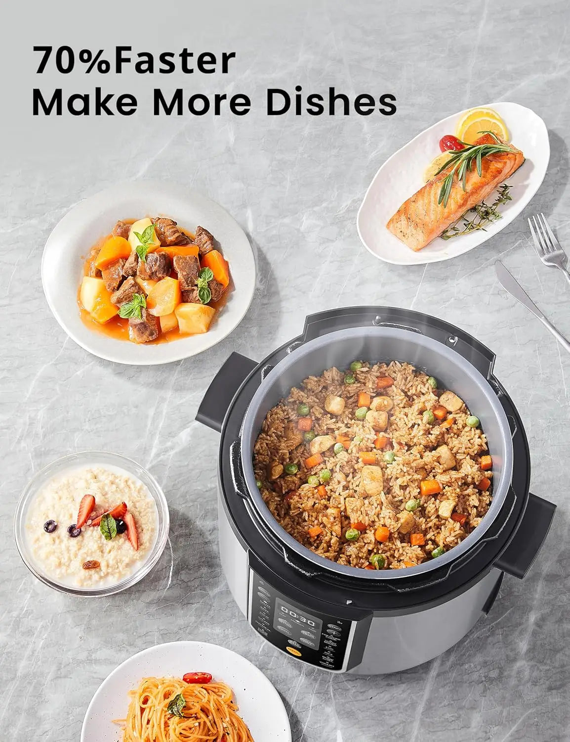 Pressure Cooker 6 Quart with 13 Cooking Functions, Olla de Presion Non-Stick Pot Yogurt Maker Rice Cooker Slow Cooker Sauté Stea