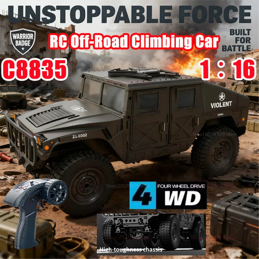 C8835 Remote Control Car 1:16 Scale 2.4G 4WD Military Climbing Off-Road Truck Toys For Kids Adults Gifts Indoor Outdoor Racing