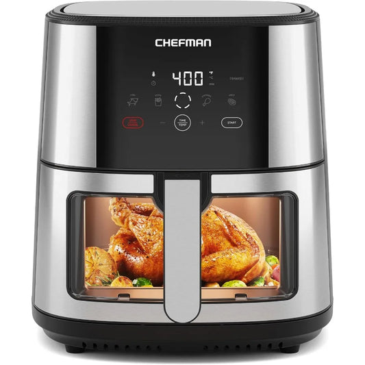 Easy-View Air Fryer 8 Qt Family Size with Viewing Window for Convenient Monitoring One-Touch Digital Control with 4 Presets for