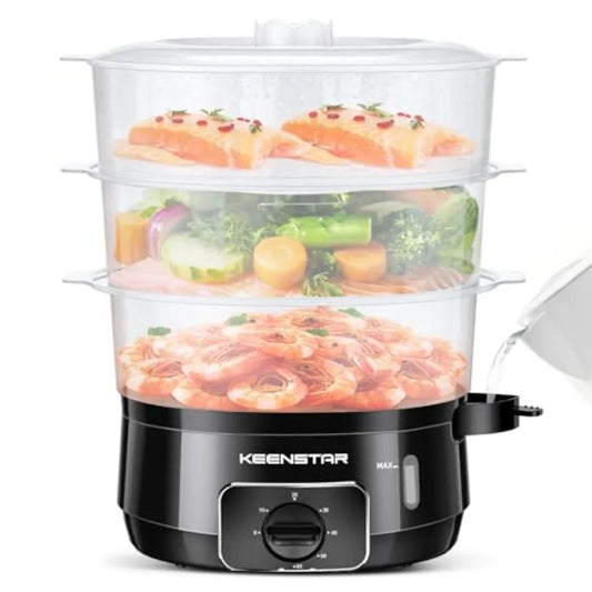 Electric Food Steamer 13.7QT 3-Tier BPA-Free Vegetable Steamer with 800W Fast Cooking 60-Minute Timer for Veggies Seafood Rice